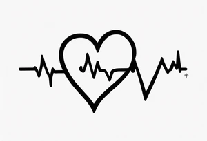 heartbeat with initials JC SS DS JC spaced out tattoo idea