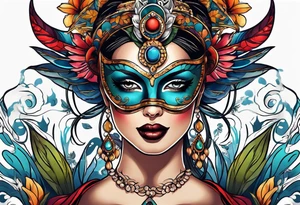 masked woman tattoo idea