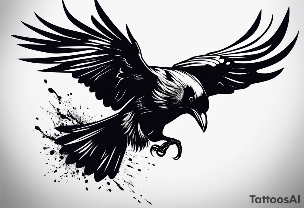 Crow in flight tattoo idea