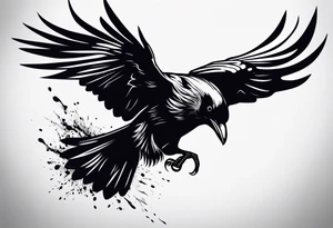 Crow in flight tattoo idea