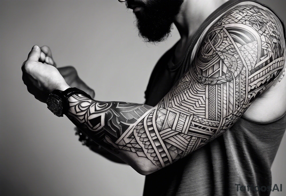 men's tattoo on hand with geometric patterns minimalist tattoo idea