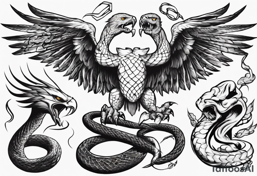 The snake is fighting with an eagle tattoo idea