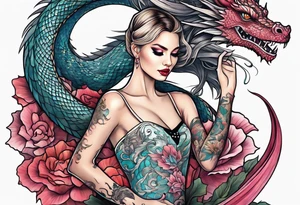 ballerina dancing with dragon tattoo idea