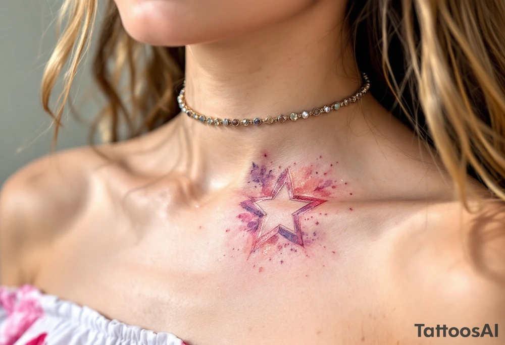A rose gold eight-pointed star tattoo adds elegance, love, and self-worth. tattoo idea
