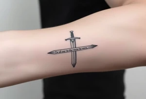 sword with verse inside of it tattoo idea