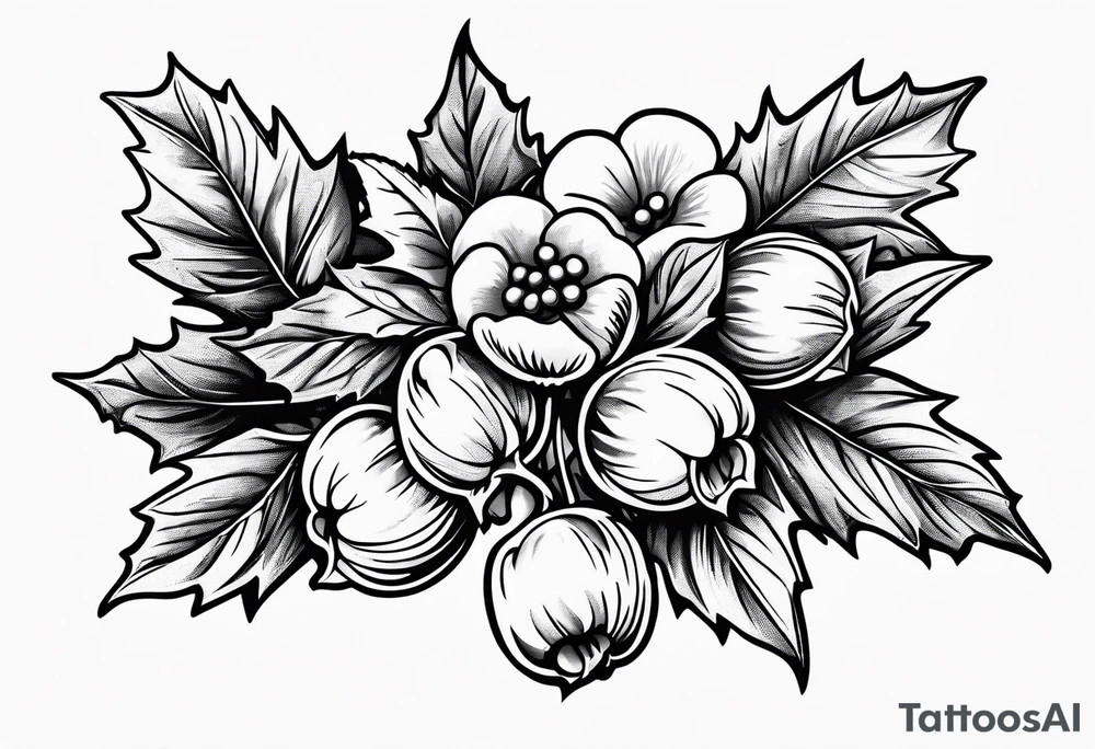 Holly berry birth flower chian tattoo idea