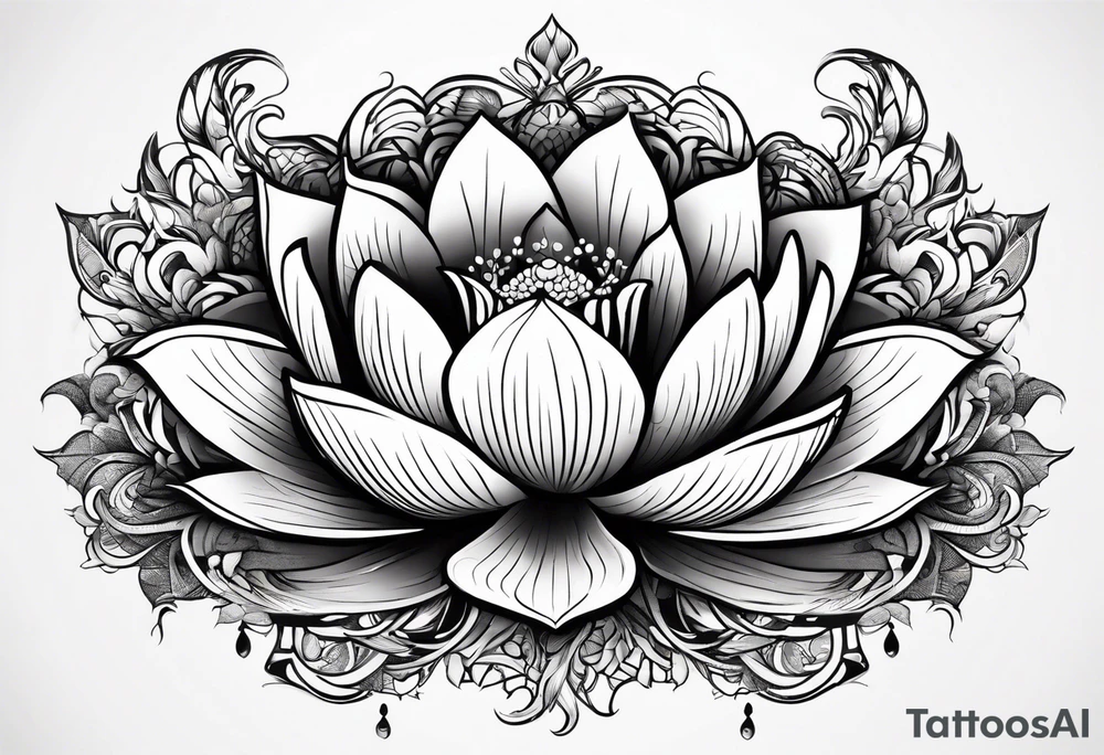 one tattoo that combines lotus flower, phoenix and helix tattoo idea