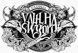 Valhalla sword  dragon lion tattoo idea