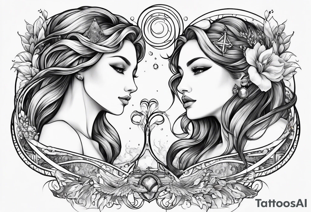 Twins, Pisces, aquarius, Capricorn tattoo idea