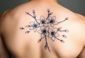 delicate cherry blossoms swirling in spring breeze with petals tattoo idea
