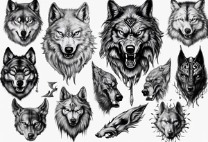 Indian Theme evil wolf photorealism tattoo idea