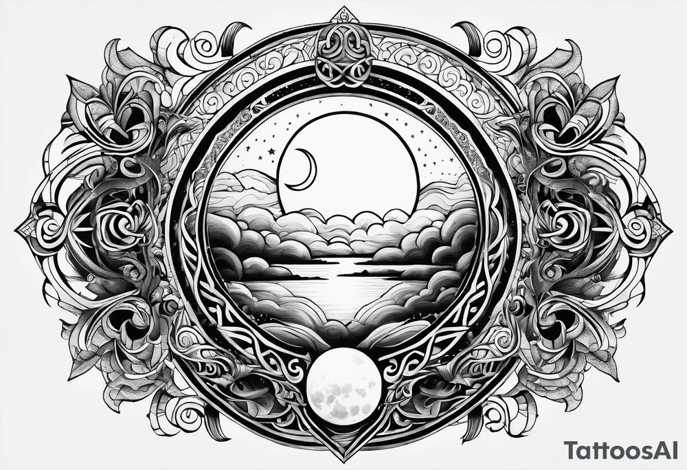 infinity symbol with the sun by onw side and the moon by the other tattoo idea