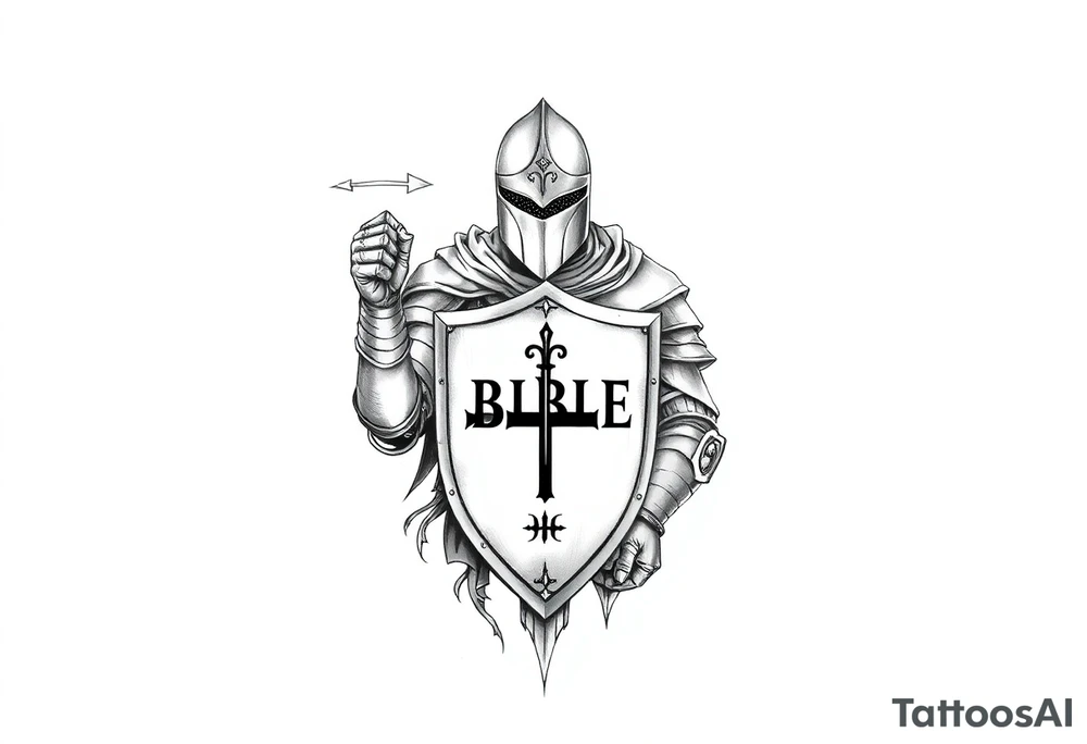 A knight with a bible on his shield tattoo idea tattoo idea