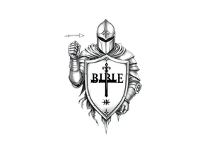 A knight with a bible on his shield tattoo idea tattoo idea