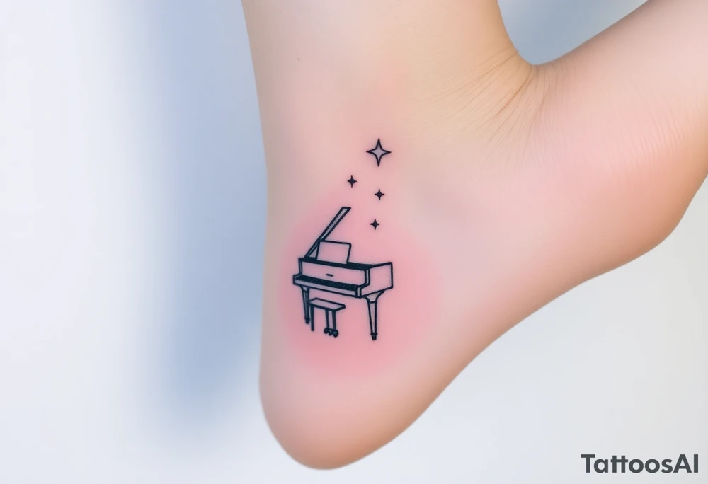 dreamy grand piano under the star tattoo idea