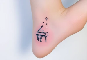 dreamy grand piano under the star tattoo idea