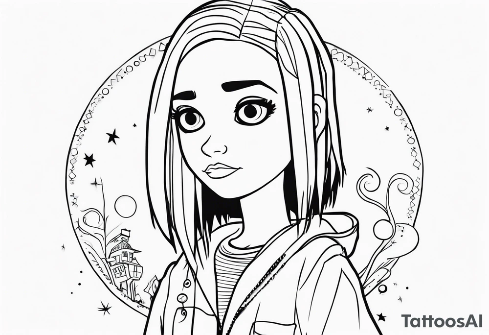 Coraline dool cartoon tattoo idea