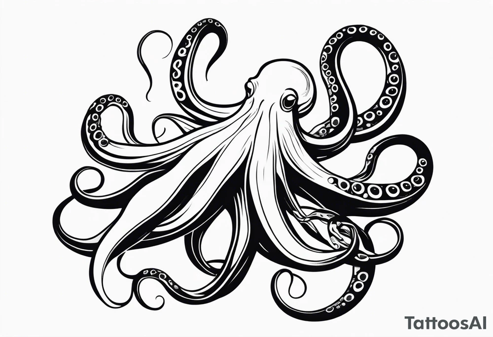 Octopus with flowing tentacles. tattoo idea