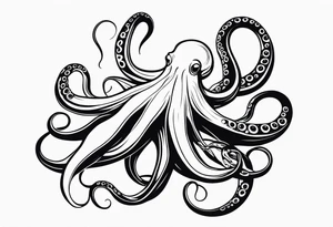 Octopus with flowing tentacles. tattoo idea