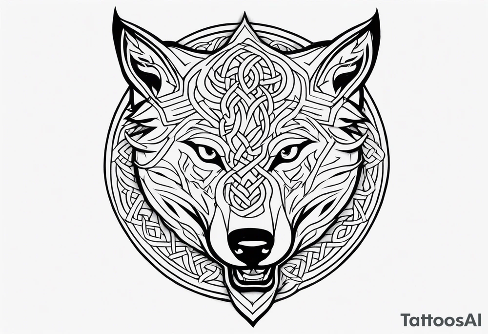 Angry celtic wolf tattoo idea