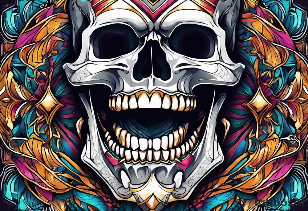 skull mouth open tattoo idea