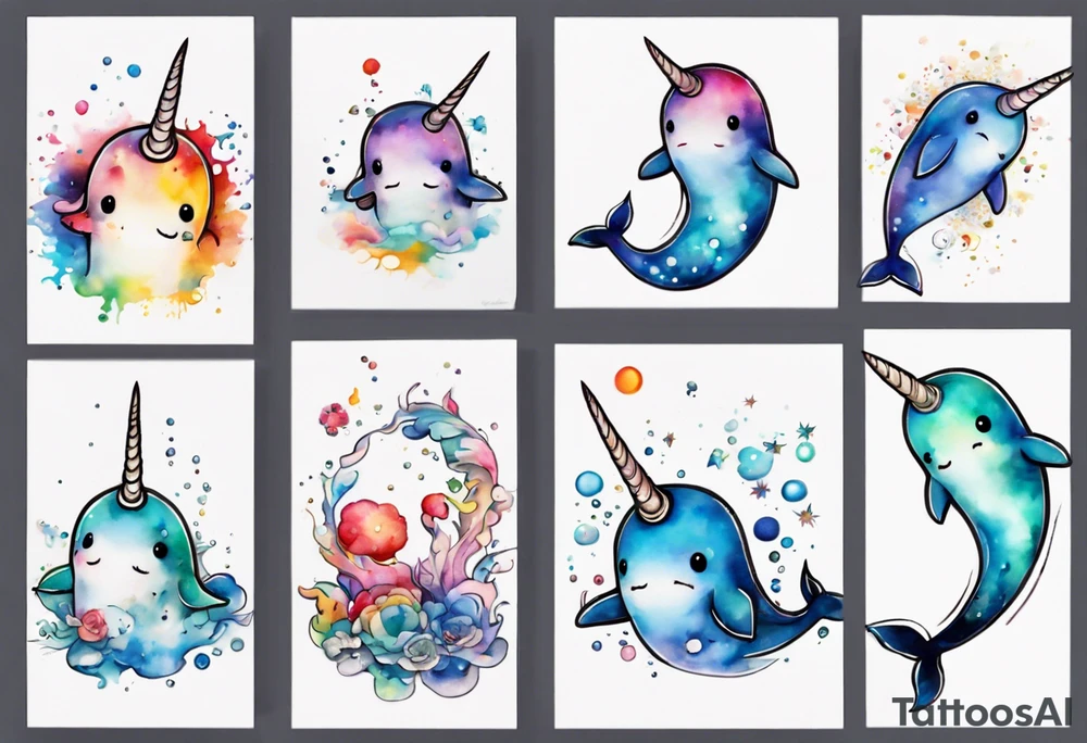 a sad narwhal tattoo idea