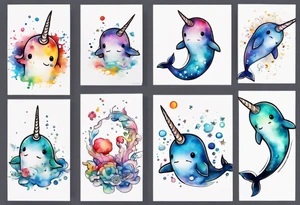 a sad narwhal tattoo idea