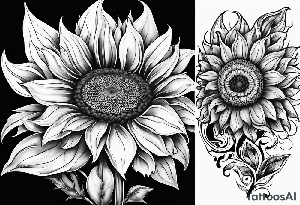 Flower fire and a sunflower tattoo idea