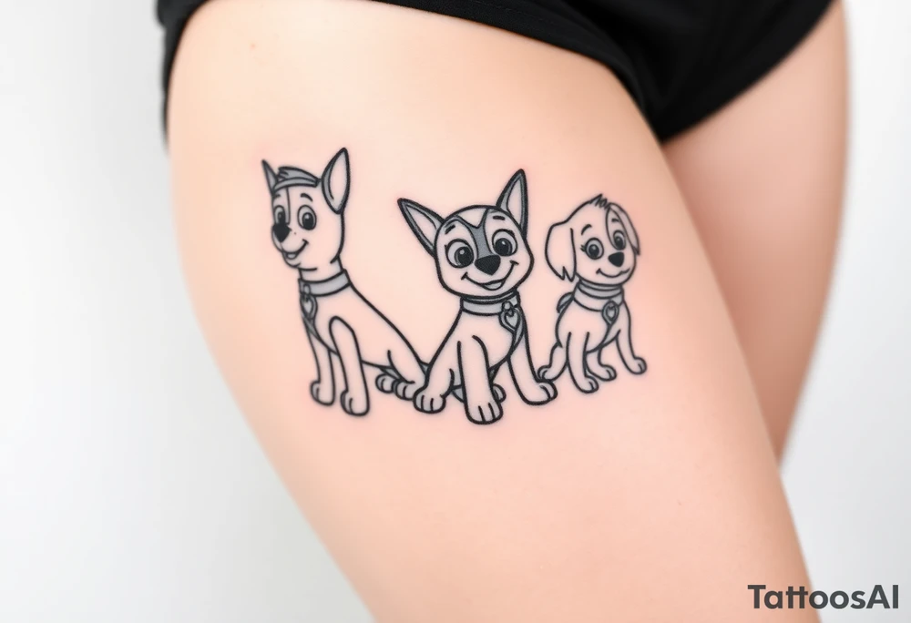 The silhouettes of Paw Patrol member tattoo idea