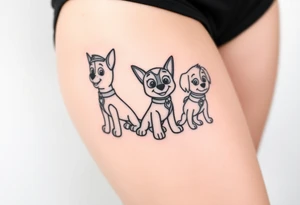 The silhouettes of Paw Patrol member tattoo idea