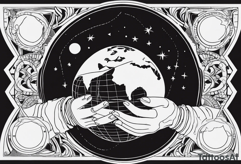 glove of an astronaut suit holding the earth tattoo idea