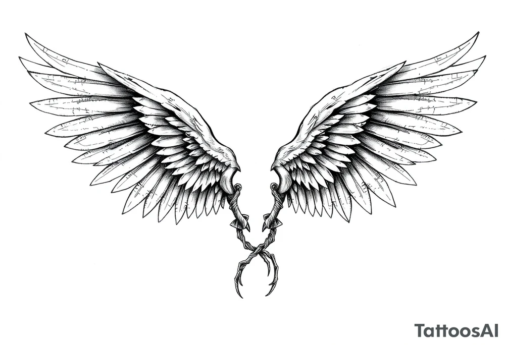 Realistic angelwings verlinken long tattoo idea