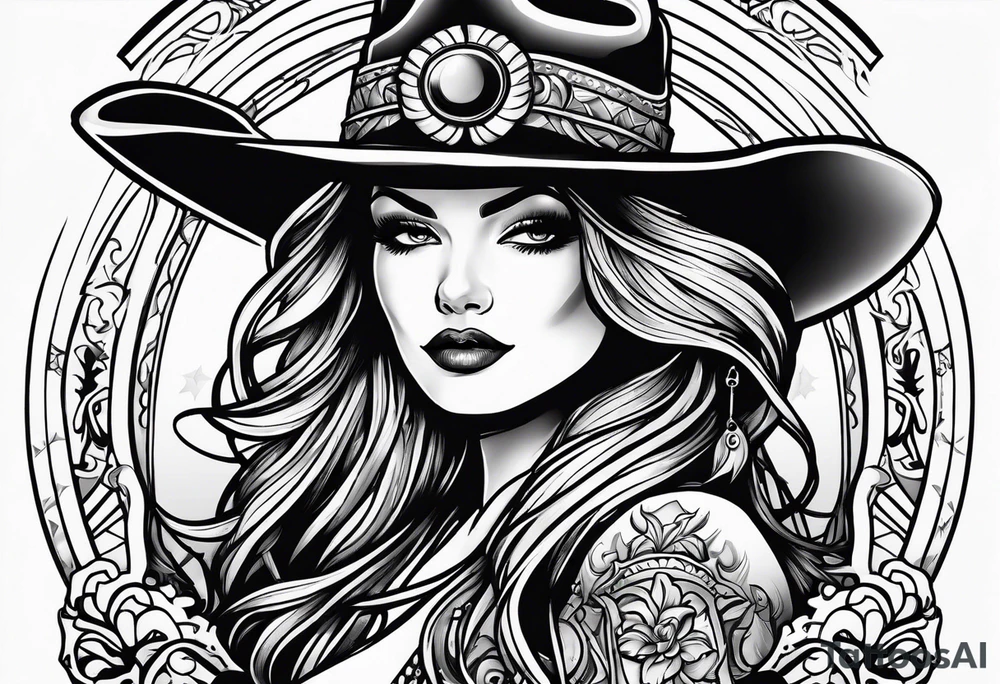 Neotraditional cowgirl tattoo tattoo idea