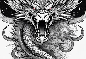 dragon, outer space, carpentry tattoo idea