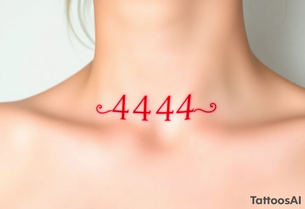 red tattoo that says 444 tattoo idea