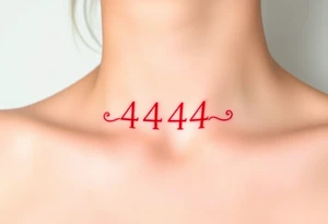 red tattoo that says 444 tattoo idea
