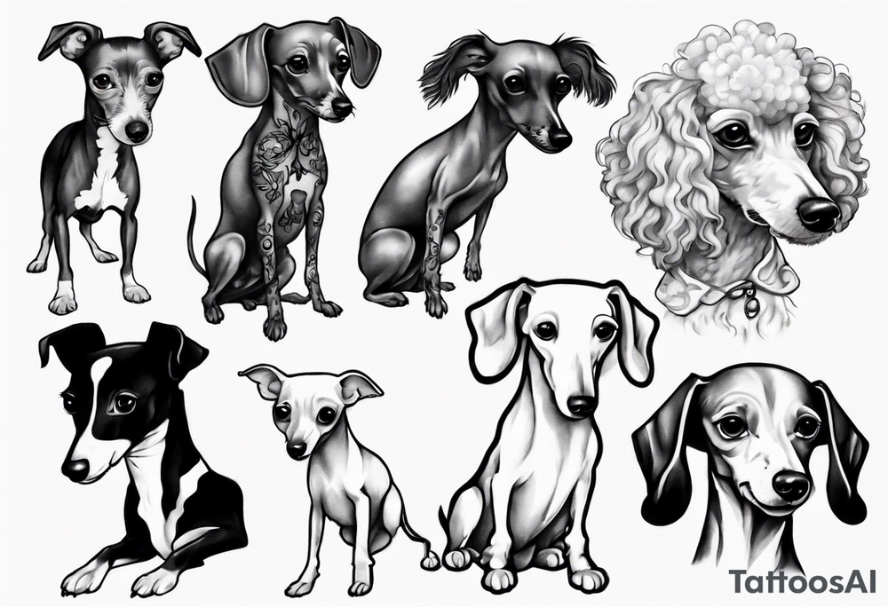 Italian greyhound and poodle tattoo idea