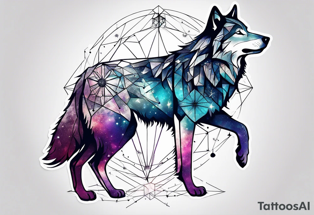 Constellation, animal wolf snow , géométric tattoo idea