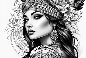 bold feminine sleeve tattoo idea
