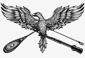 fishing pole and hook with halo and wings tattoo idea