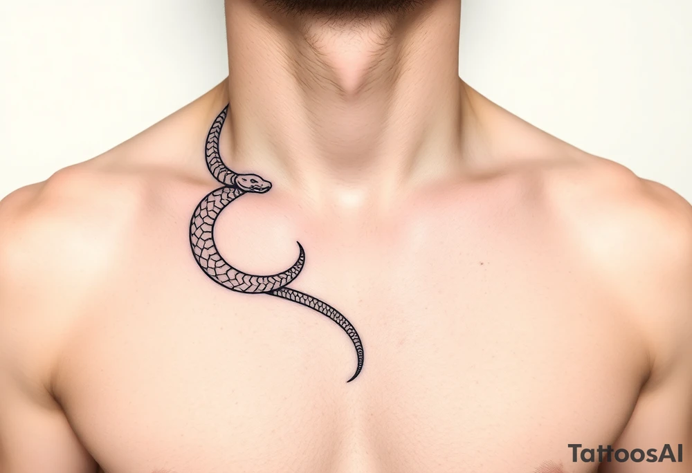 snake wrapped around collar bone tattoo idea