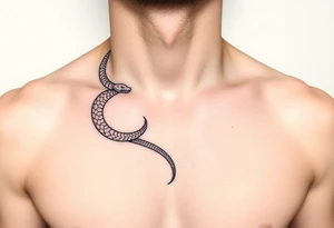 snake wrapped around collar bone tattoo idea