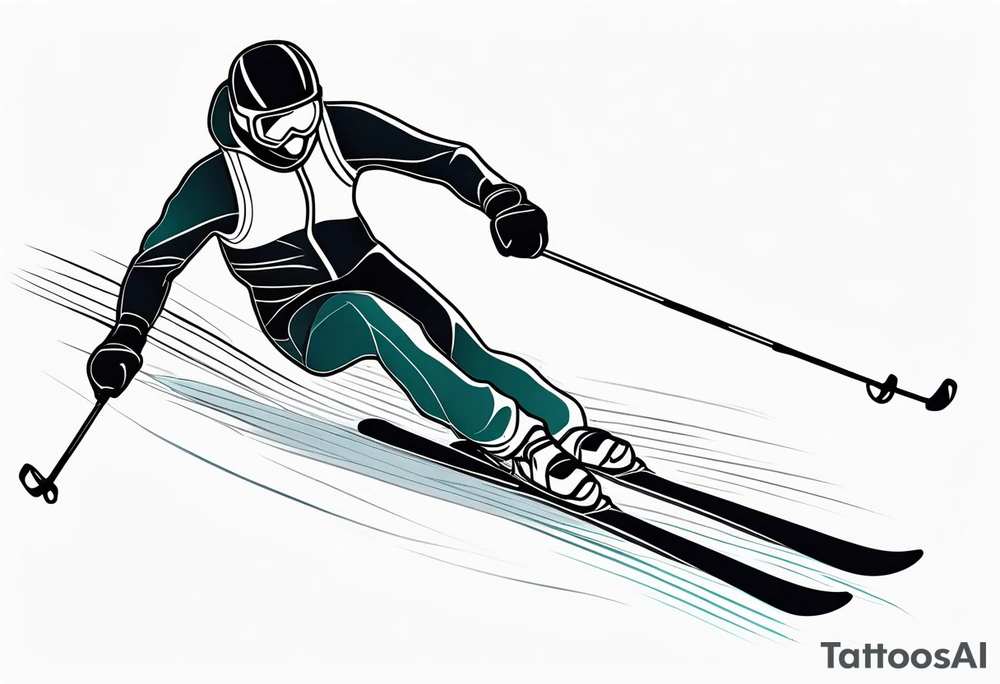 Skier in motion, fine line, more abstract tattoo idea