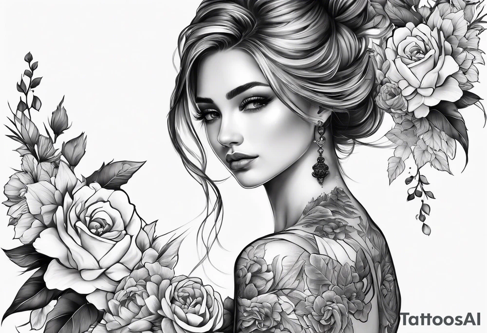 Spine tattoo with water and flowers and a country aspect tattoo idea