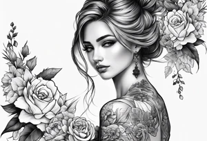 Spine tattoo with water and flowers and a country aspect tattoo idea