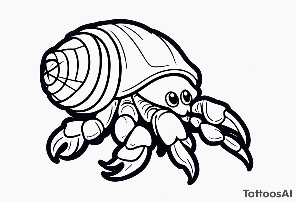 Line work cute hermit crab tattoo idea