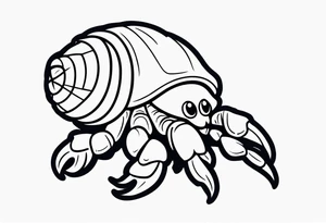 Line work cute hermit crab tattoo idea