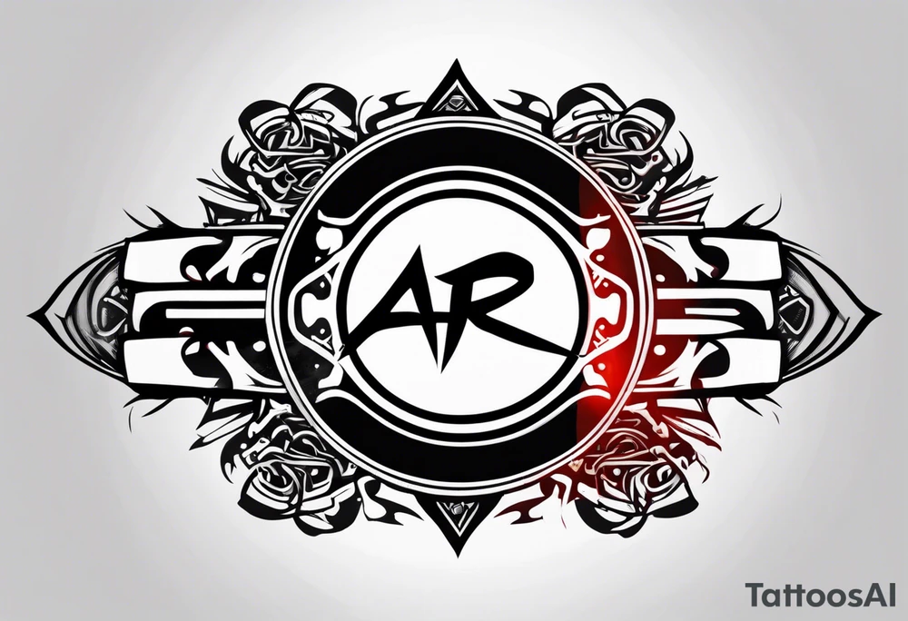 naruto headband with the letters AR in the middle tattoo idea