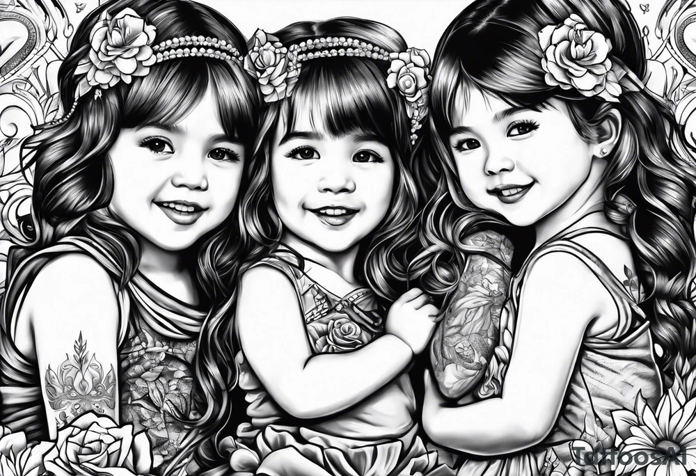 3 little Girls playing tattoo idea