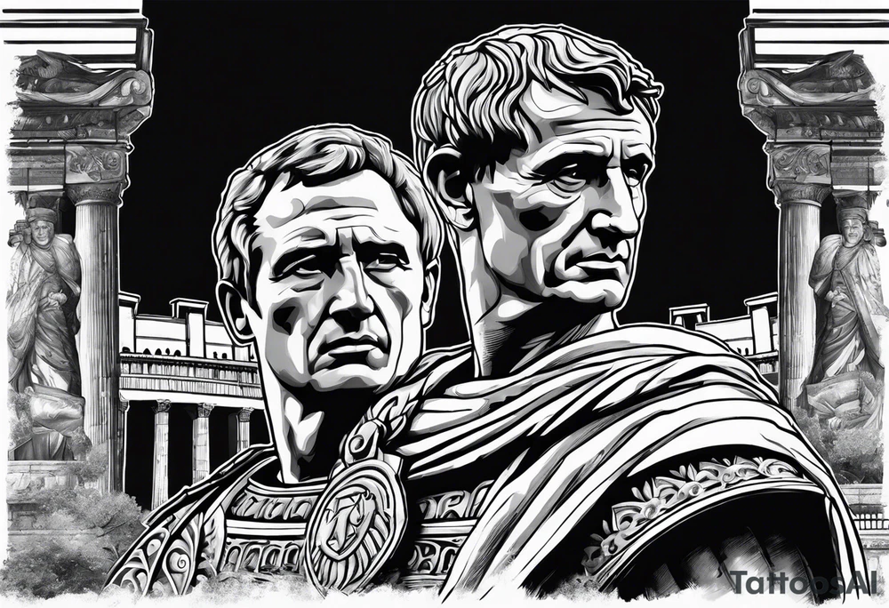 Julius Caesar and Roman colosseum tattoo idea